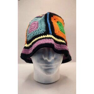 handmade crochet knitted bucket hat in multicolour
